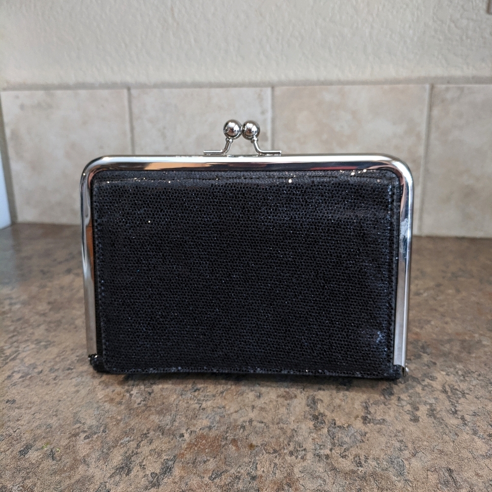 Clutch Black Sequin Sparkle Clasp Bag Wallet